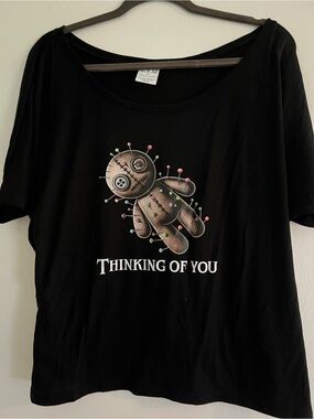 Thinking of You Black Graphic Crop Top